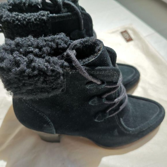 worn once UGG Suede Winter Heel Ankle booties sz 8 - Picture 5 of 8